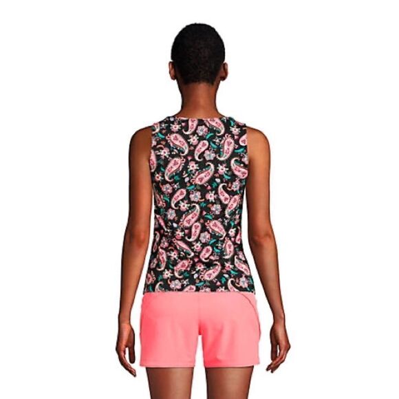Land’s End plus regular high neck soft tankini black paisley print Various sizes - Picture 4 of 4